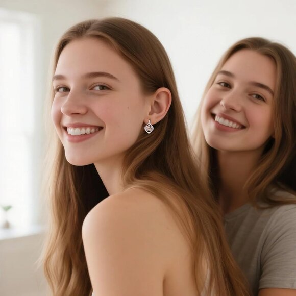 Women's Sterling Lotus Silver Gold Dangle Hoop Leverback Comfortable Earring - Picture 5 of 6